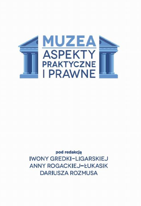 Okładka ma białe tło z centralnie umieszczoną niebieską grafiką przedstawiającą dwa stylizowane budynki muzealne. Pomiędzy nimi znajduje się tytuł publikacji zapisany dużą niebieską czcionką. W dolnej części okładki umieszczono informację o redakcji wraz z nazwiskami autorów. Kompozycja jest minimalistyczna i utrzymana w chłodnej kolorystyce