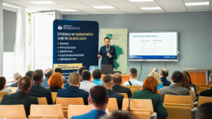 Na zdjęciu Michał Kaczmarczyk Rektor AH, przemawiający podczas konferencji Biznes 4.0.