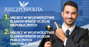 Grafika przedstawiająca pozycję Akademii Humanitas w rankingu Rzeczpospolitej