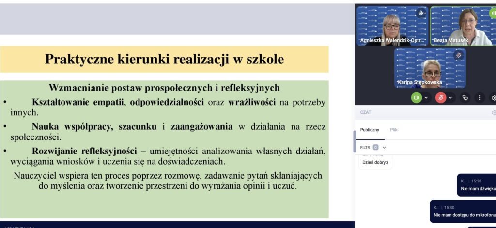 Zrzut ekranu z wystąpienia online Akademii Humanitas podczas III Ogólnopolskiej konferencji Naukowej "Na pograniczu nauk".